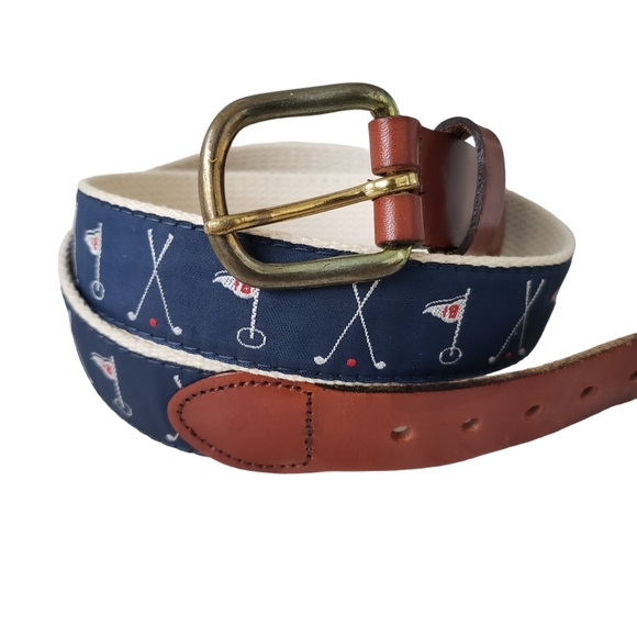 Leather Man Utd. Golf Club Belt Handmade Leather & Canvas - Picture 1 of 7